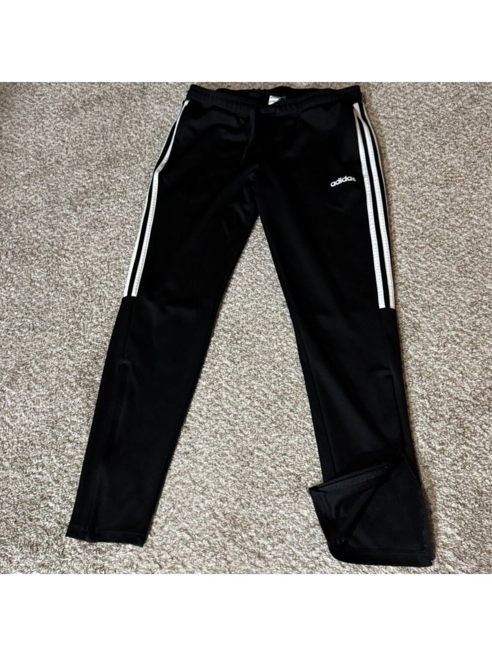 Adidas Track Pants Womens M Black White 3 Stripe AEROREADY Ankle Zip Athletic